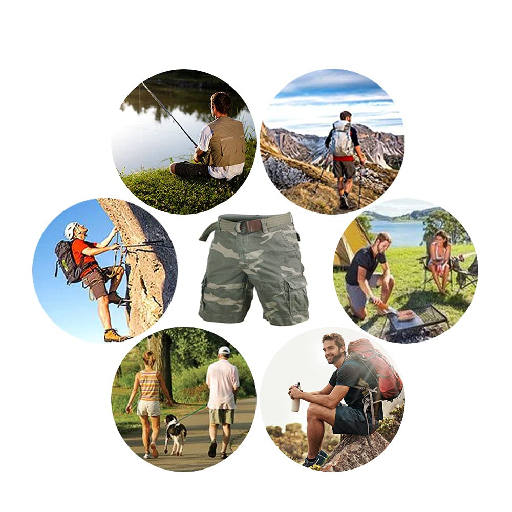Shorts Cargo de Camuflaje para Hombre 10" Entrepierna 100% Algodón Pesado