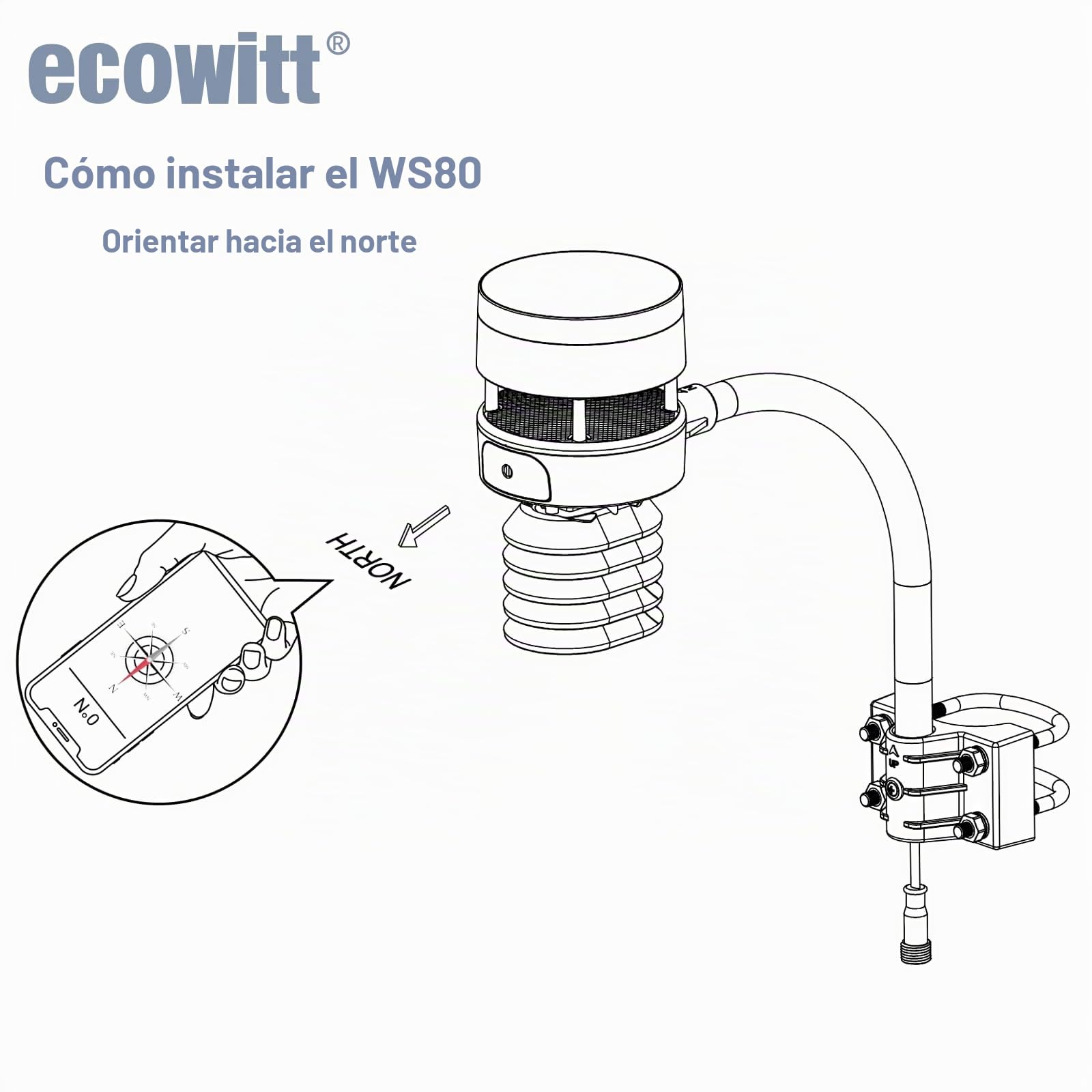 ECOWITT Estaciones meteorológicas, 6 en 1 estación meteorológica ultrasónica inalámbrica, barómetro, temperatura, monitor de humedad, solo accesorio, no se puede utilizar solo