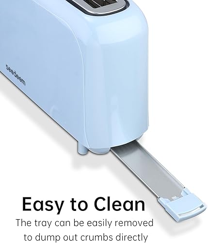 Miniatura 7 de SEEDEEM Tostadora delgada de 2 rebanadas, tostadora de ranura individual de 10 pulgadas de largo para bagels y pan artesanal, 6 ajustes de tostado,