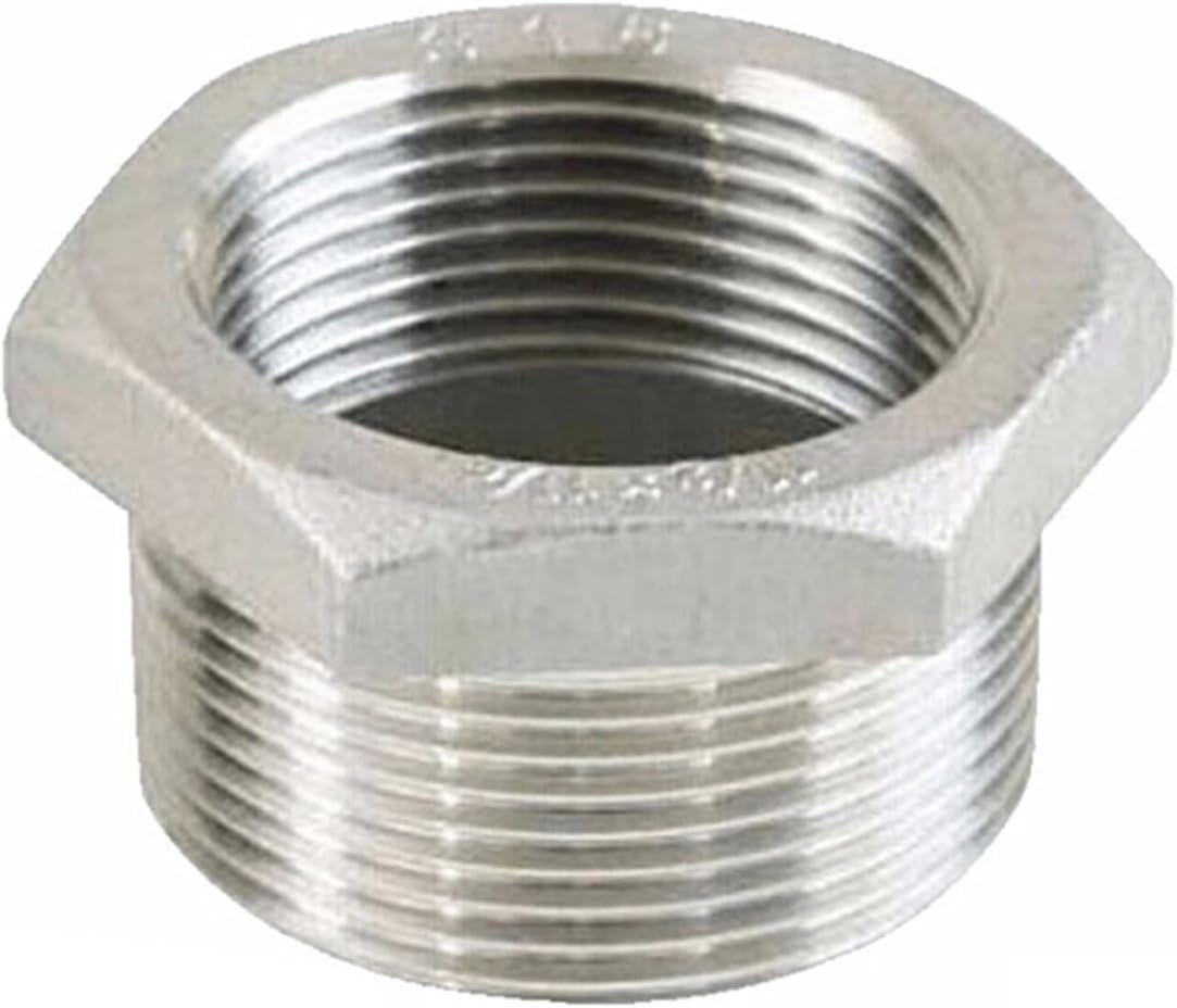 1/8" 1/4" 3/8" 1/2" 3/4" 1" 1-1/4" 1-1/2" BSP Male to Female 316 Stainless Steel Reducer Bushing Reducing Pipe Fitting Connector Hex Nipple(1-1I4 to 1)