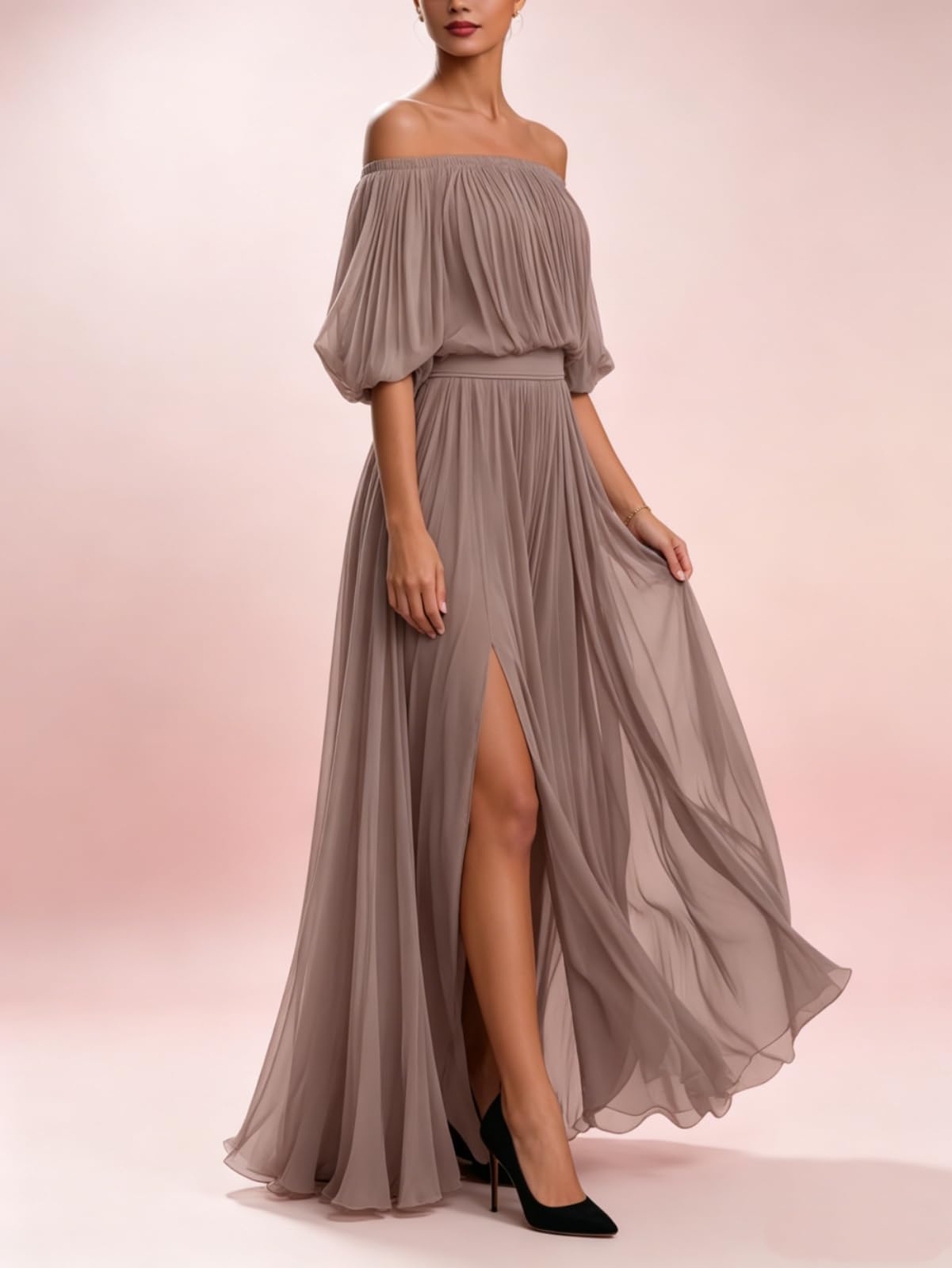 Abiti estivi da donna con spalle scoperte Flowy A Line Maxi abiti lunghi