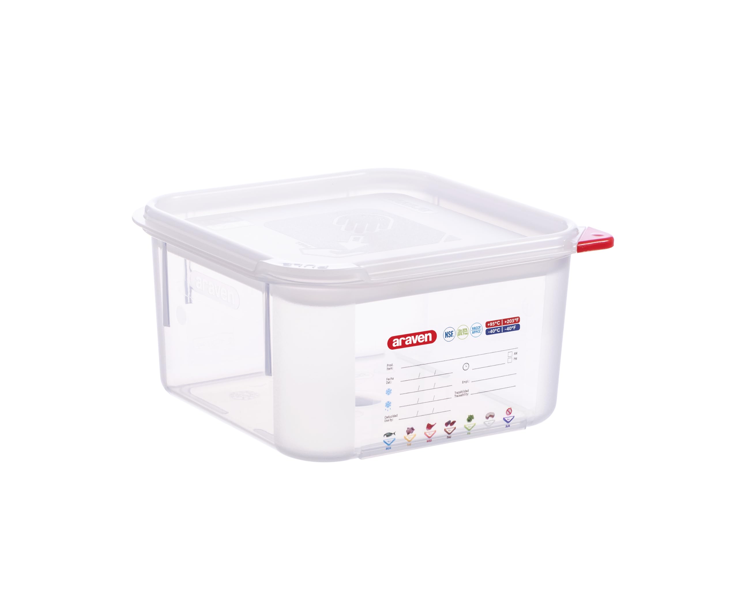 Araven Squared Transparent Container Polypropylene - 2Ltr with Lid 195x195x100
