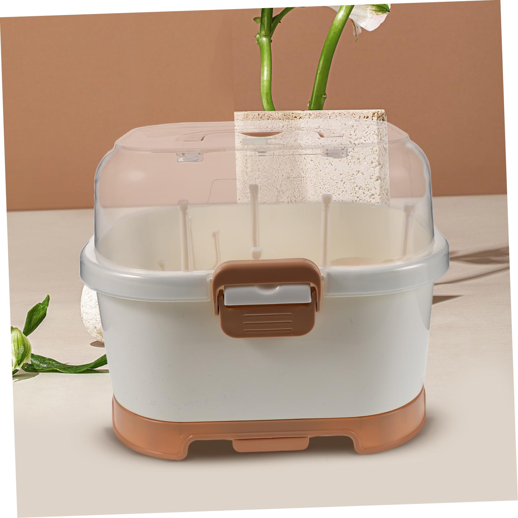 Organizer per Biberon da Banco con Coperchio, Grande Capacità | Conservazione Verticale, Struttura Salvaspazio, Plastico, per Preparazione Pasti e Mobile Cucina