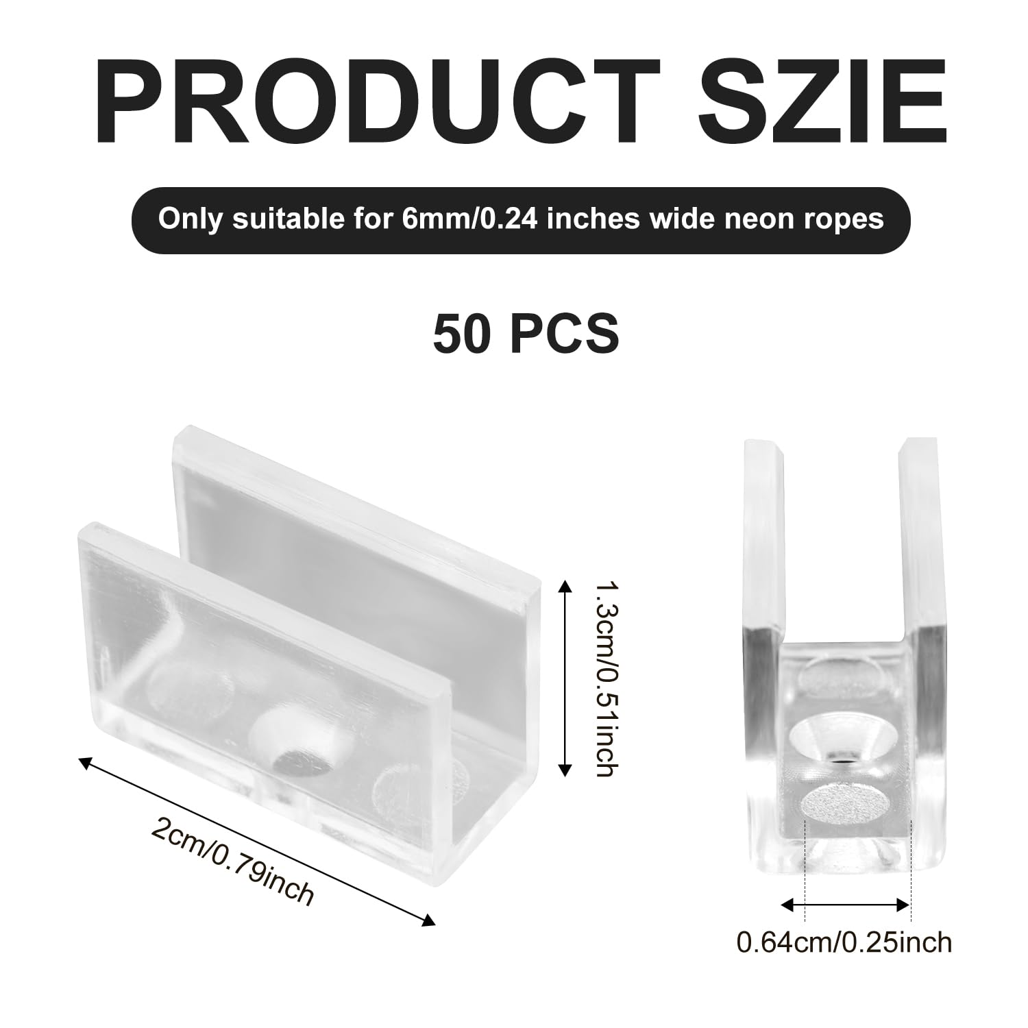 PEUTIER Neon Rope Light Mounting Brackets - 50pcs Holder Clips with Screws for 0.24x0.47in LED Flex Strip Lighting