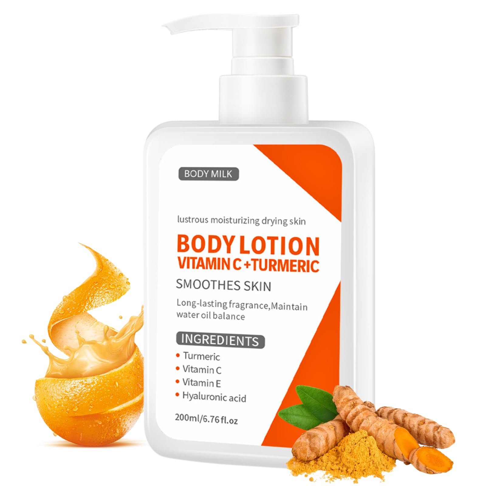 Turmeric Body Lotion, Body Moisturiser With Turmeric And Vitamin C, Remove Dark Spots, Moisturizing Body Lotion for Dry Skin, Body Skin Care Smooth Skin, Large-capacity 200ml