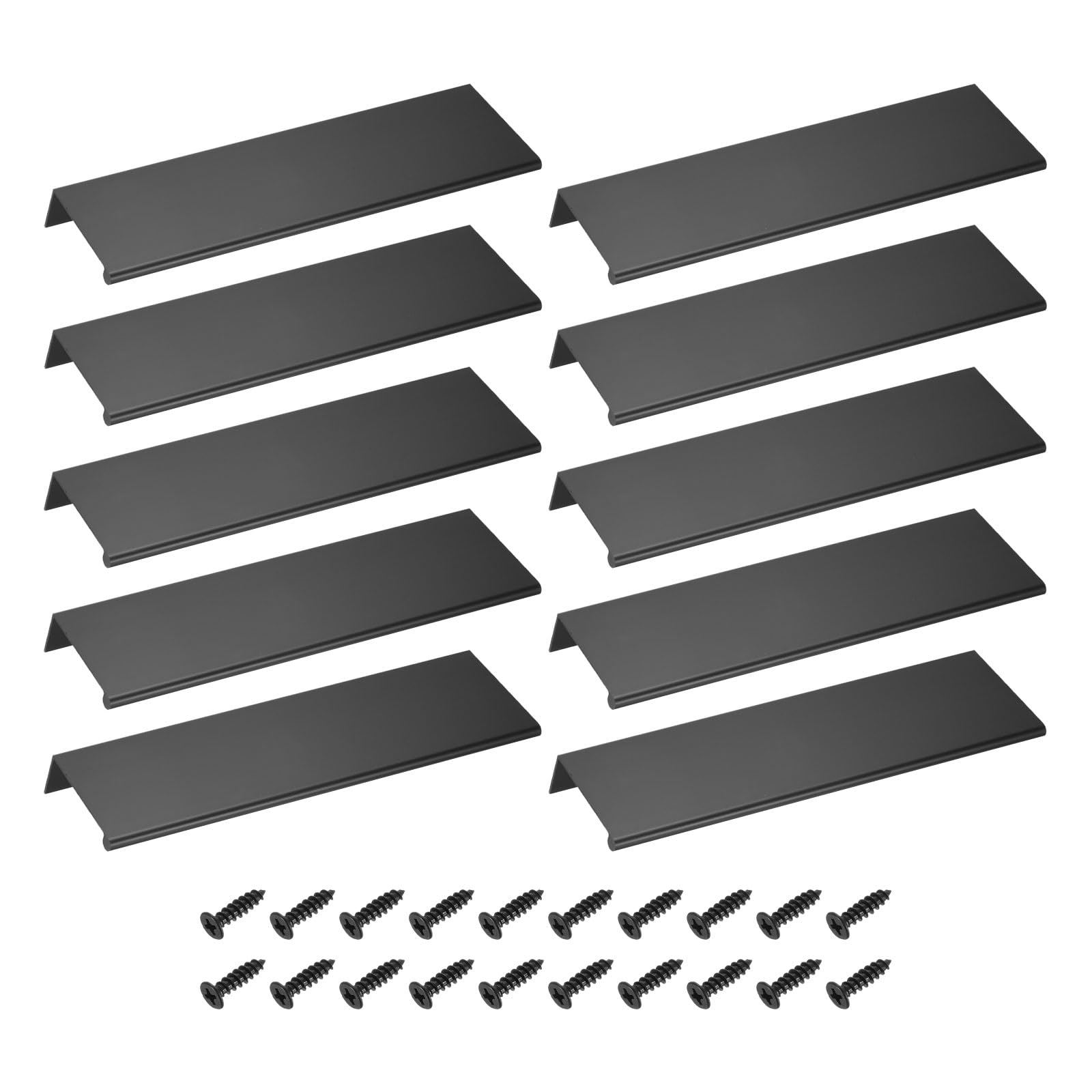 sourcing map Cabinet Finger Edge Pull, 10pcs 200mm / 7.87" Aluminum Alloy Back Mount Hidden Drawer Edge Handles, Modern Concealed Tab Pulls for Home Kitchen Furniture, Black