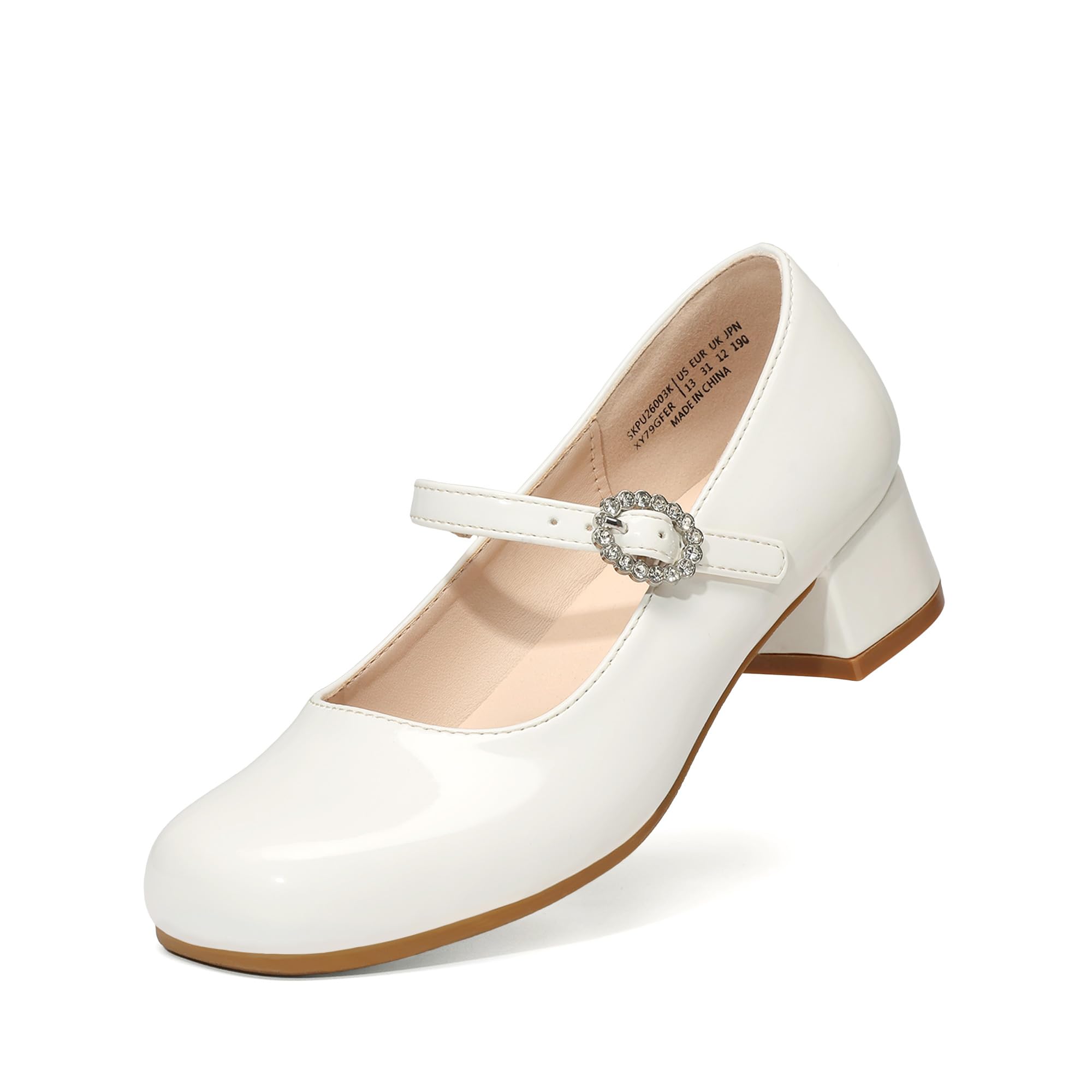 DREAM PAIRS Zapatos de Vestir para Niñas Mary Jane con Tacones Bajos Bombas de Flores para Bodas y Fiestas de Prom para Niños/Adolescentes
