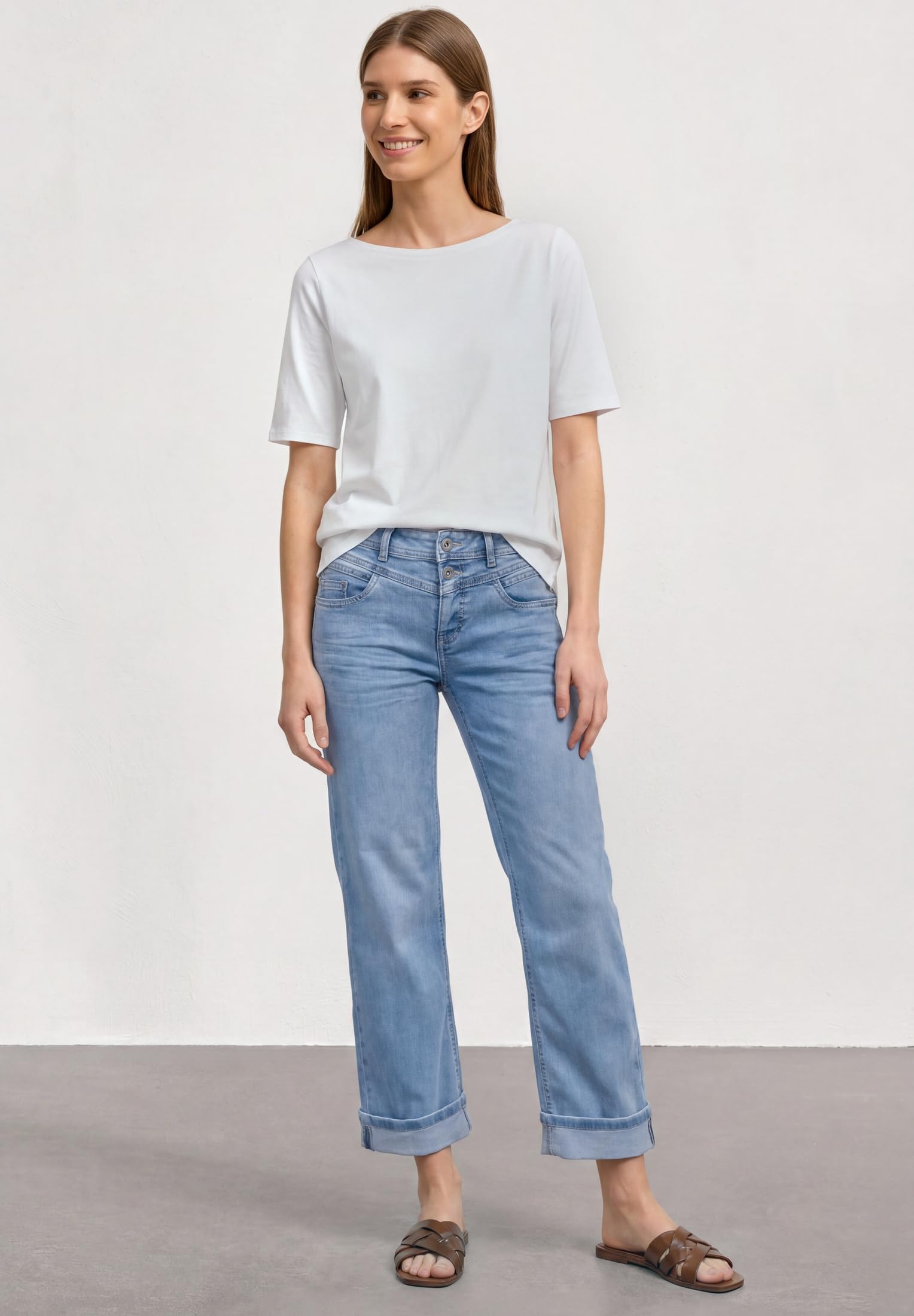 Street One 3818412 - Pantalones Vaqueros de Pierna Recta de Corte Informal con Giro Mujer