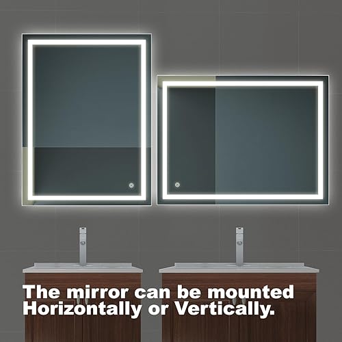 Miniatura 8 de Espejo de longitud, espejo LED de baño de 32 x 24 pulgadas, espejo de pared con luces, espejo LED para baño, espejo inteligente, función de memoria,