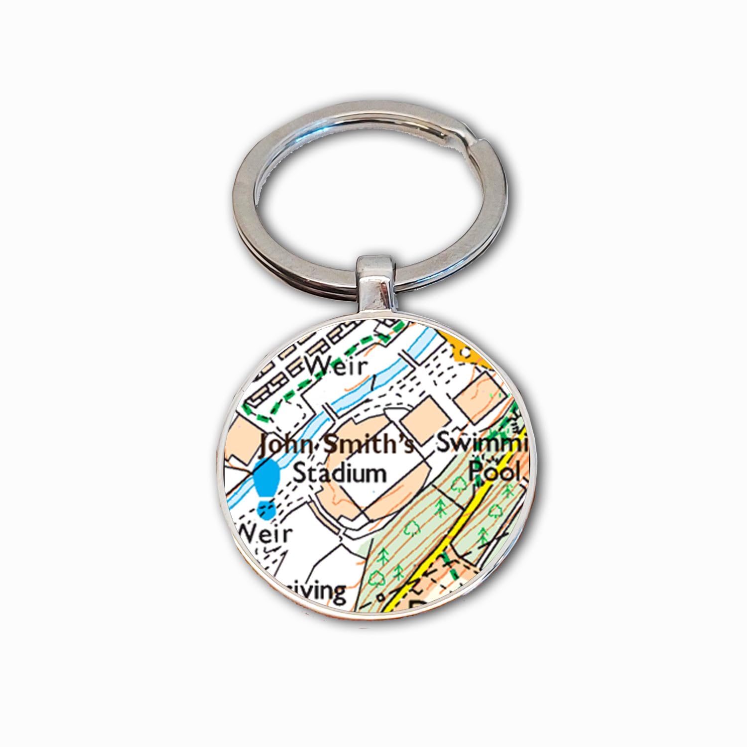 Huddersfield Town Stadium Key Ring, John Smith's Stadium Key Chain, Football Map Key Fob, Huddersfiled Ground Keyring, Huddersfield Soccer Ground Map Key Ring, Huddersfield Football Club Gift