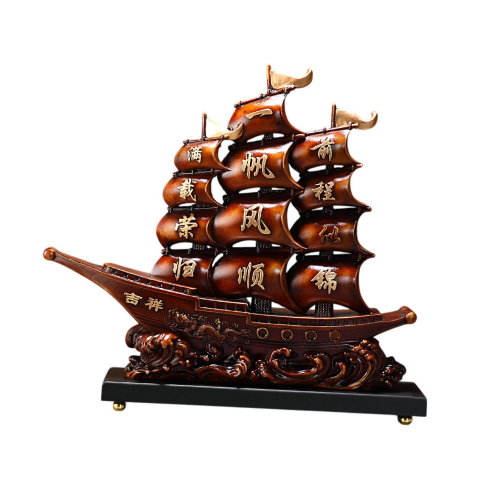 PIXZCSA Sailing Boat Figurine Centerpiece Gift For Living Room Decor Resin Sailing Boat Figurine Fengshui Centerpiece Tabletops