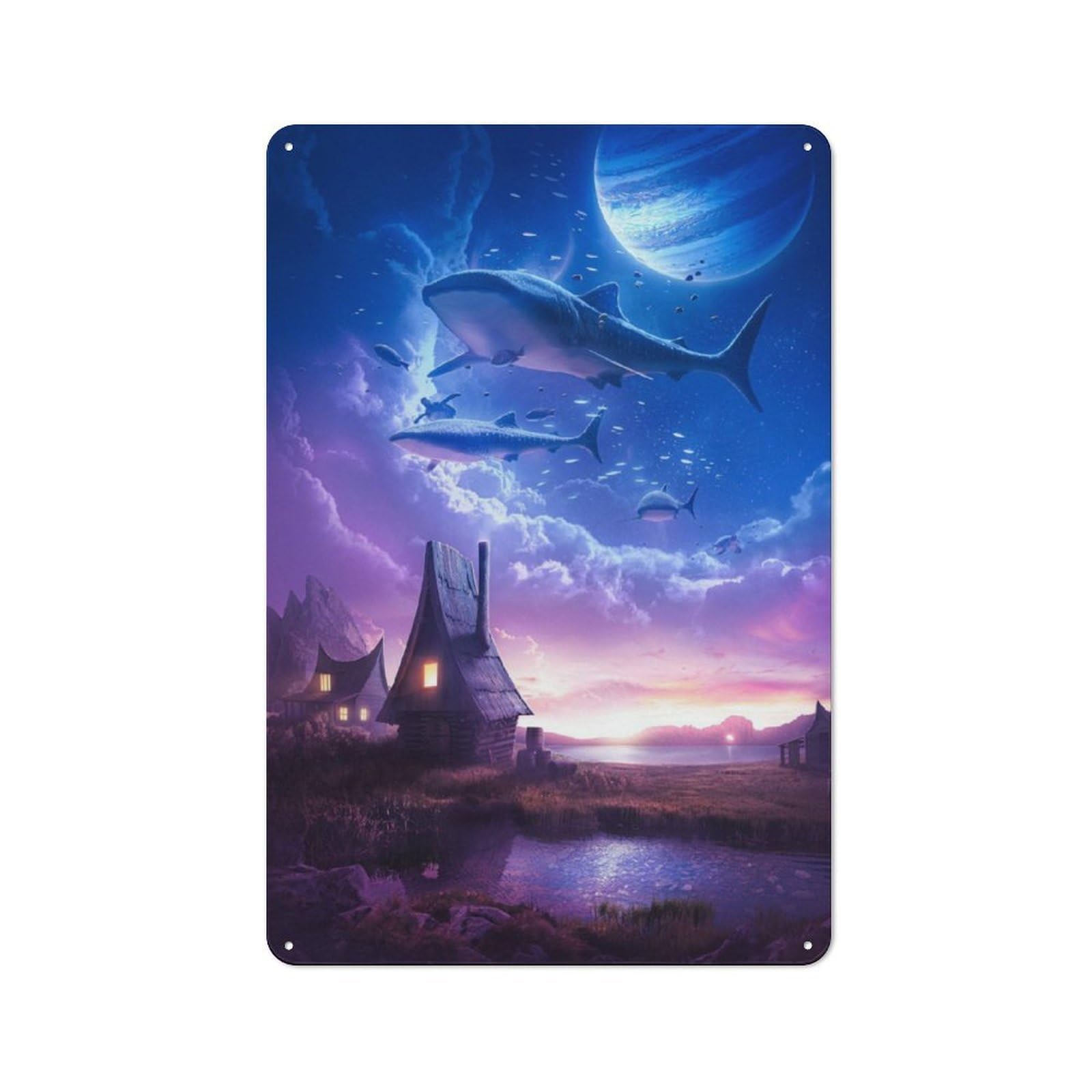 Junmoney Mystical Worlds Tin Wall Plaque 30X20cm With For Pub Or Café, Suited To Pub Decor Enthusiasts, For Retro Home Interiors