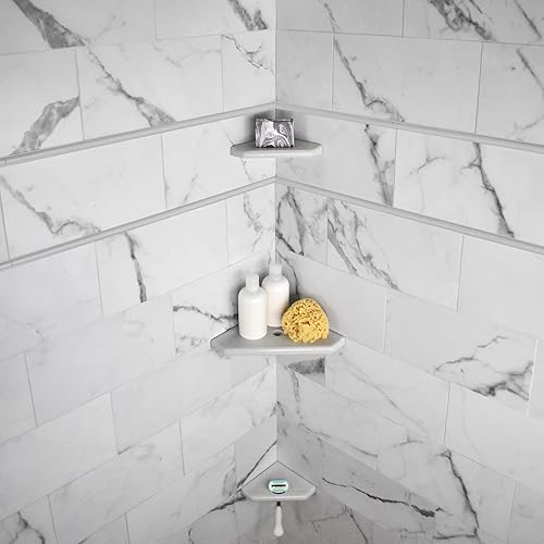 Miniatura 8 de Questech Décor - Estante esquinero para ducha, estante esquinero montado en la pared, estante de reacondicionamiento para paredes de ducha con