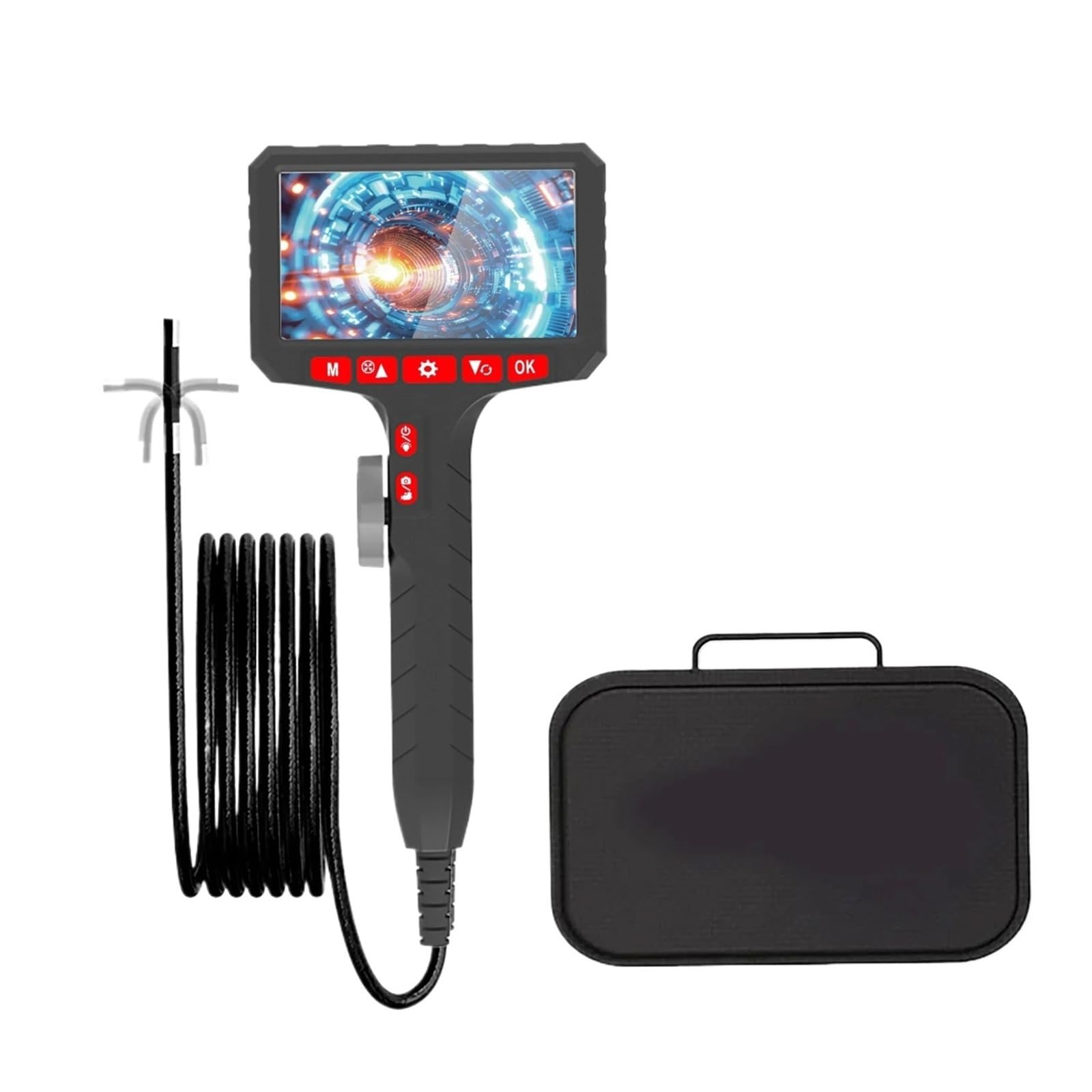 Boroskop, Boroskop HD 1080P z oświetleniem LED do napraw samochodowych, kontroli instalacji hydraulicznych Możliwość powiększania(J500-8.0mm-5inch)