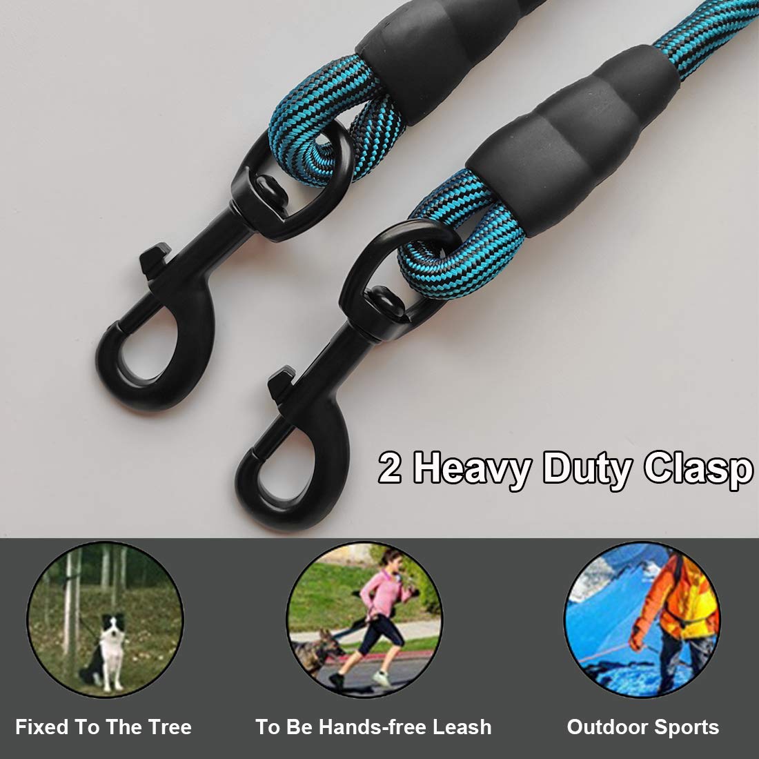 BTINESFUL Correa de cuerda larga para perro de 3,7 m de 6,1 m de 9,1 m y 15,2 m, ideal para perros grandes, medianos y pequeños, entrenamientos, jugando, camping, o patio trasero (3,7 m, azul negro)