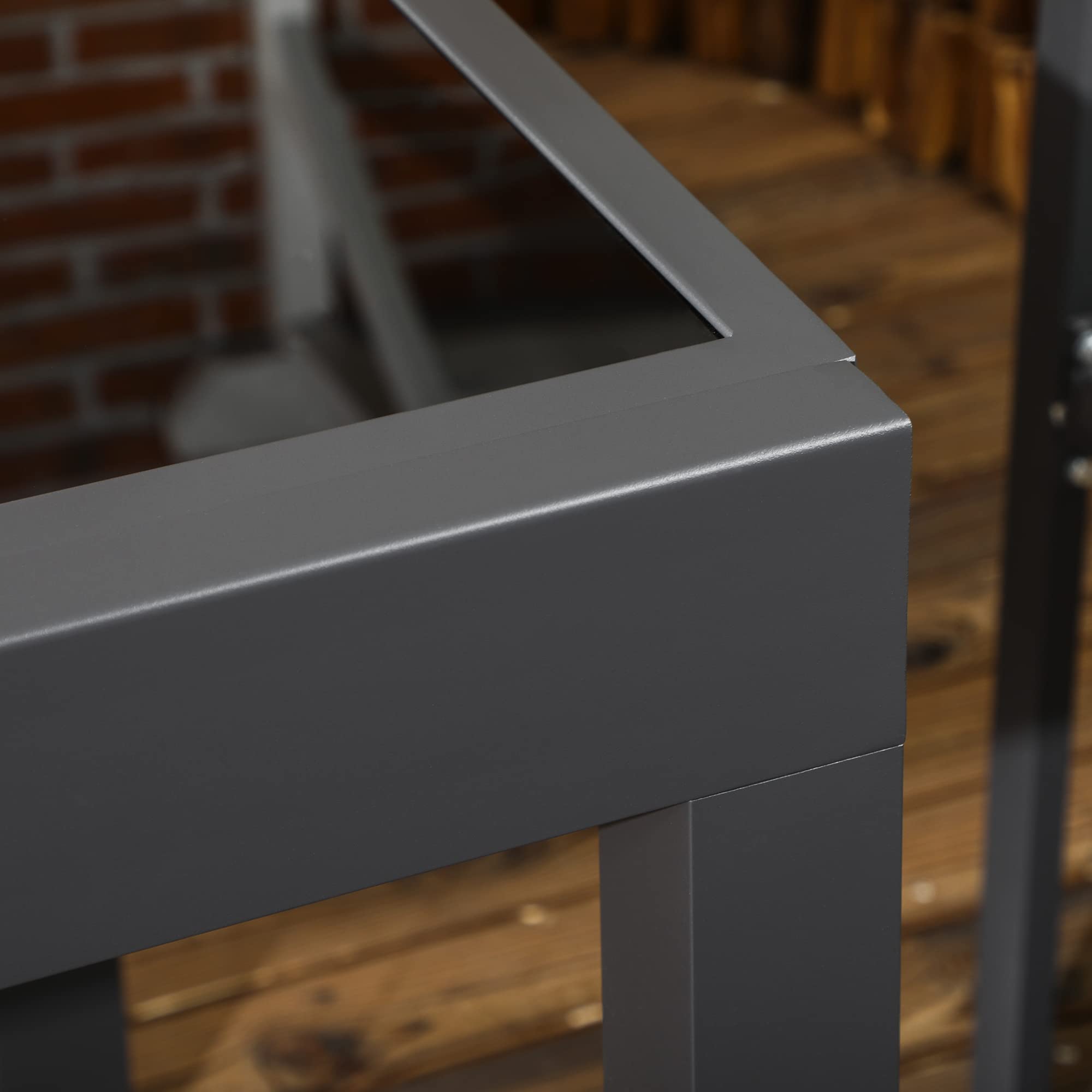 Outsunny Mesa de Jardín Extensible de Aluminio Mesa de Comedor Rectangular con Encimera de Vidrio Templado para 4-6 Personas Carga 50 kg para Terraza 80-160x80x75 cm Negro