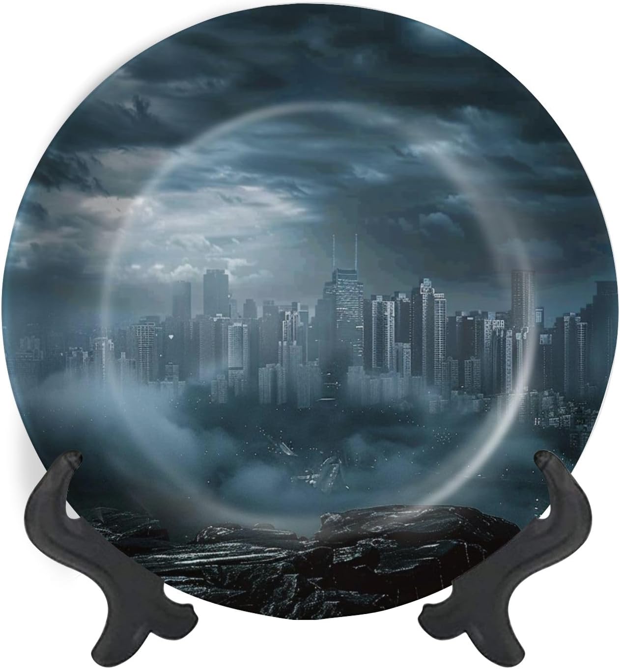 Decorative Plates for Display View Modern Dark Mist Gift Plates Ceramic Collections Plates Hanging Artwork for Living Dining Room Kitchen Souvenir