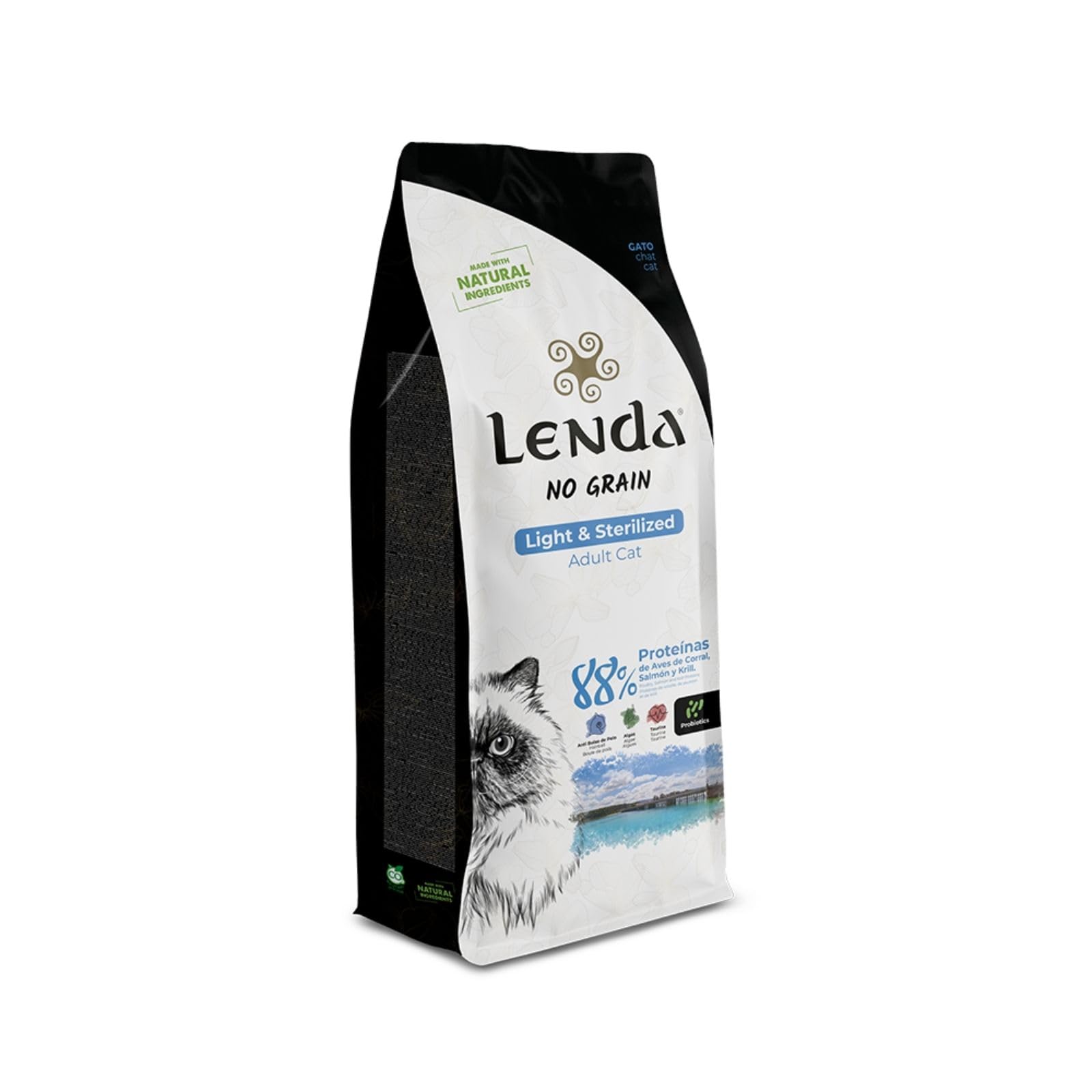 Lenda Gatto Adult Light & Sterilized 7 kg - Crocchette Senza Cereali per Gatti Adulti Sterilizzati o in Sovrappeso - Cibo Basso Contenuto Calorico - Con Condroprotettori - Croccantini Naturale
