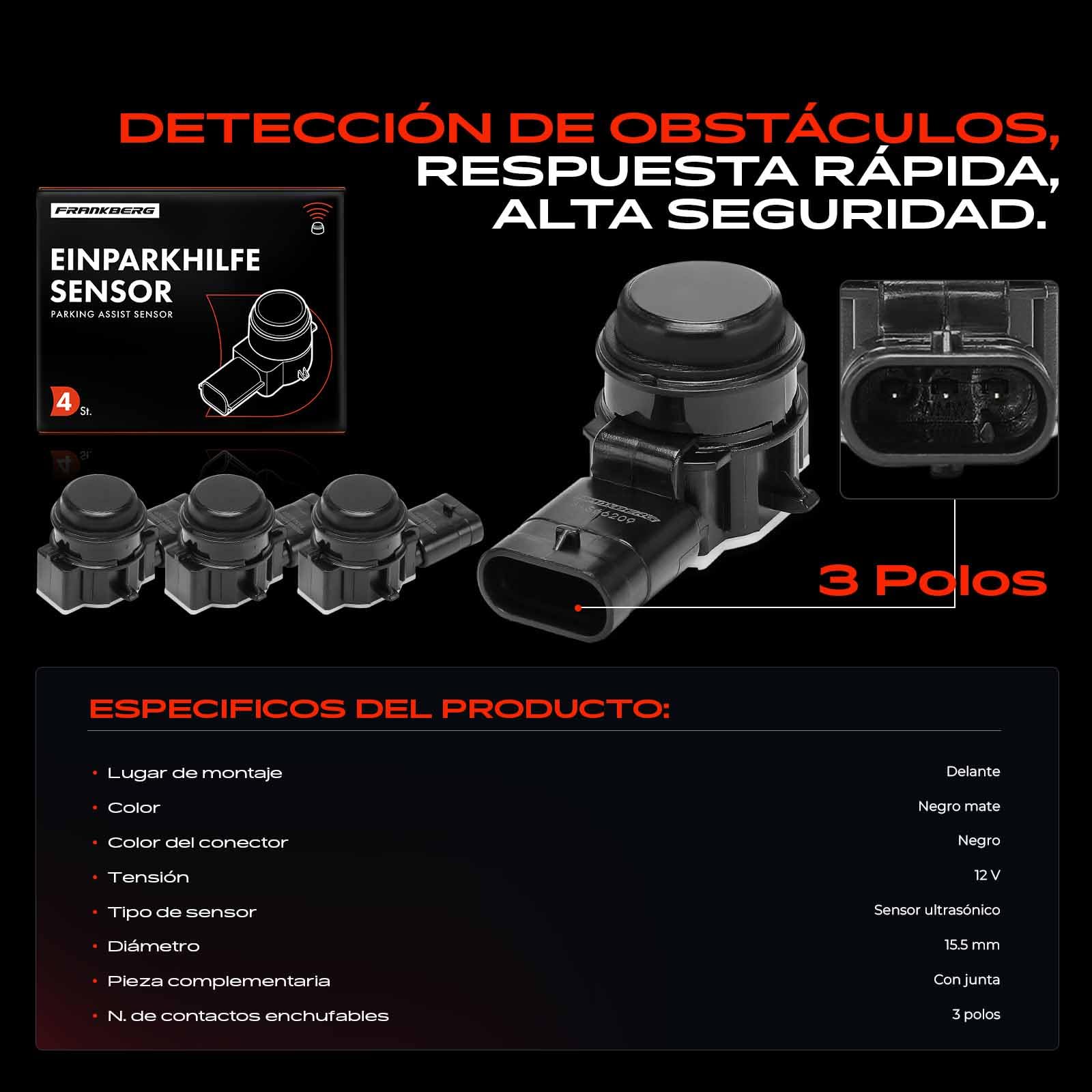 Frankberg 4 sensores de aparcamiento delanteros y traseros 66209261596 | Compatible con: 3 Gran Turismo F34, 4 Gran Coupé F36, Serie 1 F21, 2 Coupé F22 F87, 4 Cabriolet F33 F83, 2 Cabriolet F23