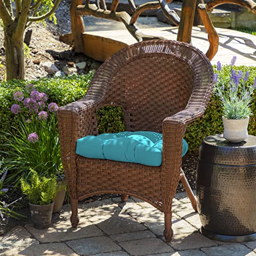 Image of Arden Selections Rocking Chair Cushion, 21 x 21, Rain-Proof, Fade Resistant, Cushion for Rocking and Outdoor Chairs 18 x 20, Pool Blue Leala (Pack of 4)
