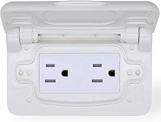 AMOMD Weatherproof RV Power Outlet with Spring-Loaded Cover 15A/20A 125V Horizontal Mount Electrical Receptacle Inverters Push On 12/14 AWG Solid Copper for Outdoor Camping Trailers Inverters(White)