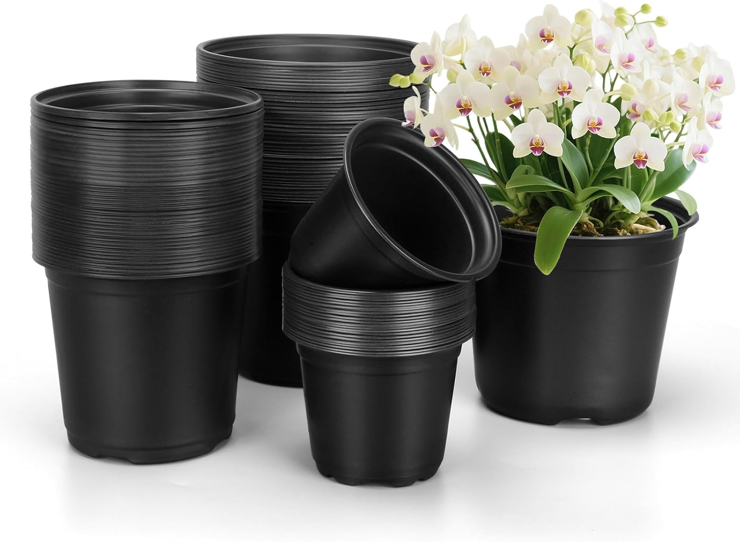 120 Pcs Small Plastic Palnt Pot, 4 5 6 Inch Nursery Pots with Drainage, Seedlings Starter Pots for Plants, Great for Herbs, Cuttings, and Starter Plants (120 pcs,456 inch)