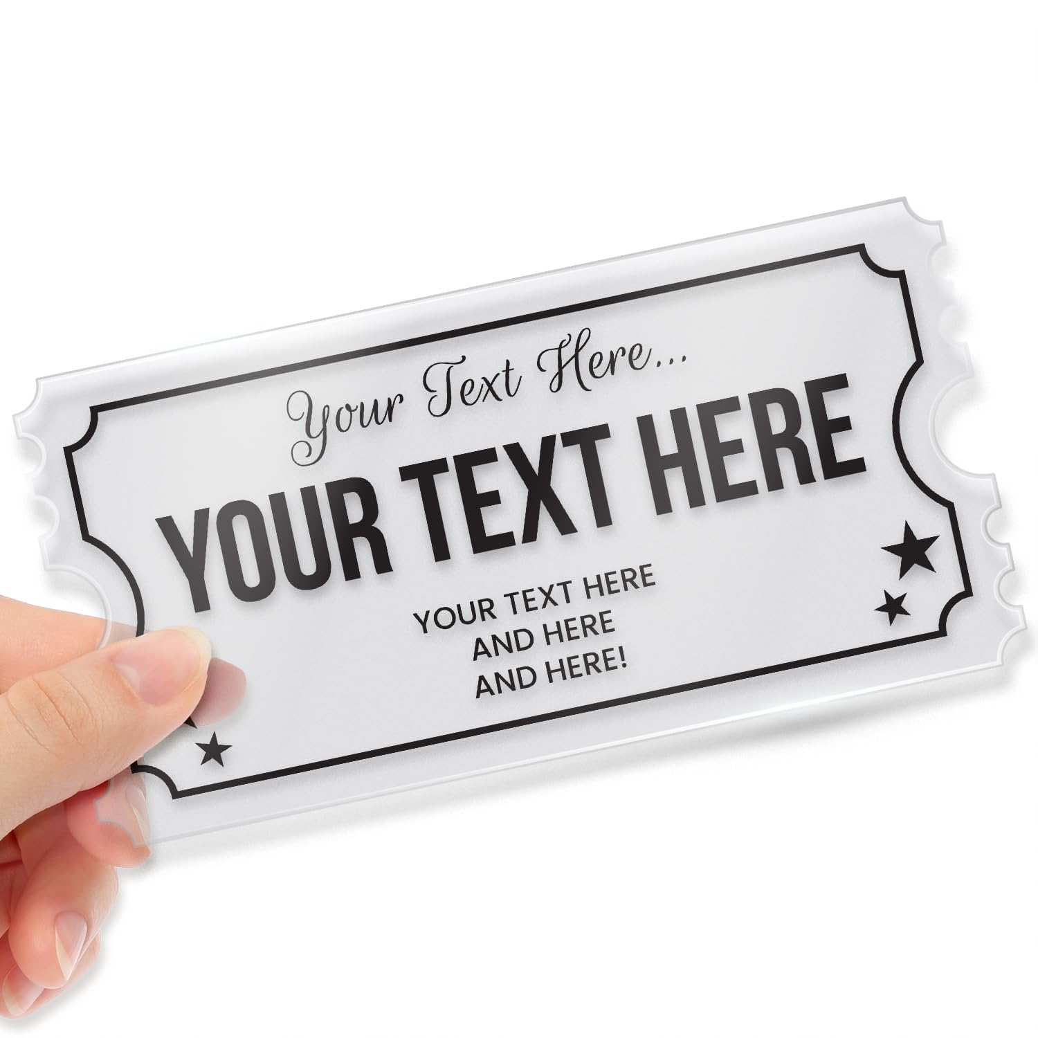 1 Personalised Customised Acrylic Voucher Style E-Ticket Gift Voucher Present Christmas Birthday Anniversary Valentines E-Ticket E-Voucher Primary Teaching Services