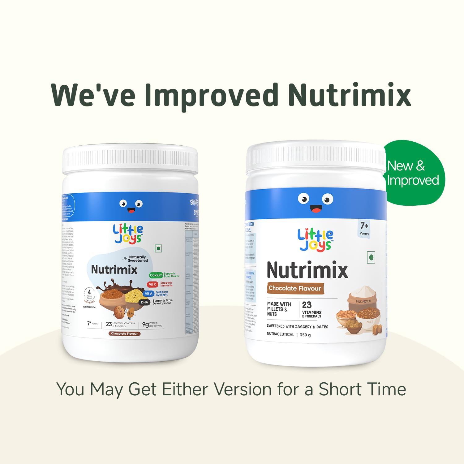 Little Joys Chocolate Nutrimix (7-12 Years) 350g | Sweetened with Jaggery & Dates | 9g Protein | Supports Immunity, Energy & Brain Health | Ragi, Bajra, Almonds | Chocolate Nutrition Drink Powder — Amazon image 2