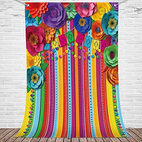 Fondo Fotográfico Fiesta Mexicana 7 x 5 ft Colorido miniatura 1