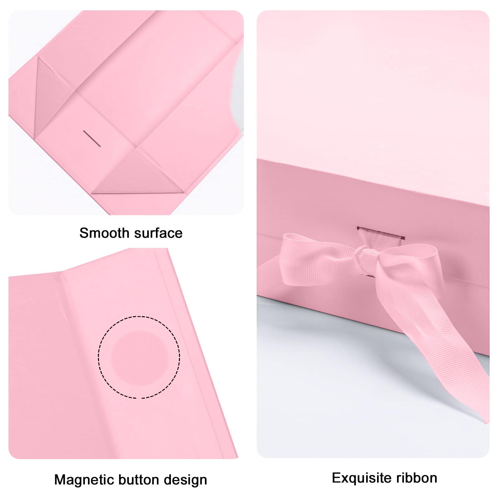 Lot De 3 Boîtes Cadeaux Avec Couvercle - 32x22x10 Cm, Noir - Inclut Sac Et Ruban Magnétique - Pour Mariage, Noël, Anniversaire - 9
