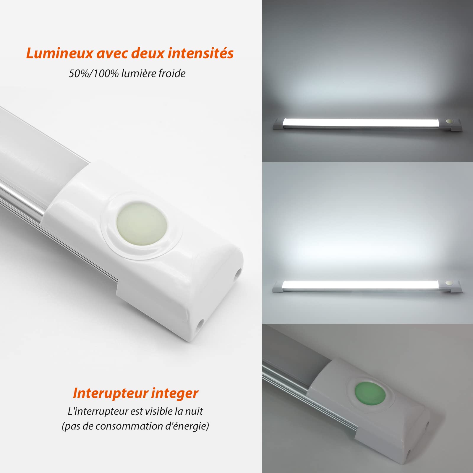 Dream Lighting Lumiere 12v Camping Car Reglette LED 30CM pour Caravane Van Camper Bateau Camion Eclairage Blanc Froid 6000K 390LM 5,6W Lampe 12v avec Interrupteur