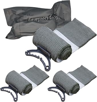 Israeli Military First Aid Bandage, Battle Wound Dressing, EMS First Aid Essential, Emergency Trauma Bandage 6 Inch - Combat Military Style IFAK Stop The Bleeding 6", 3, Count