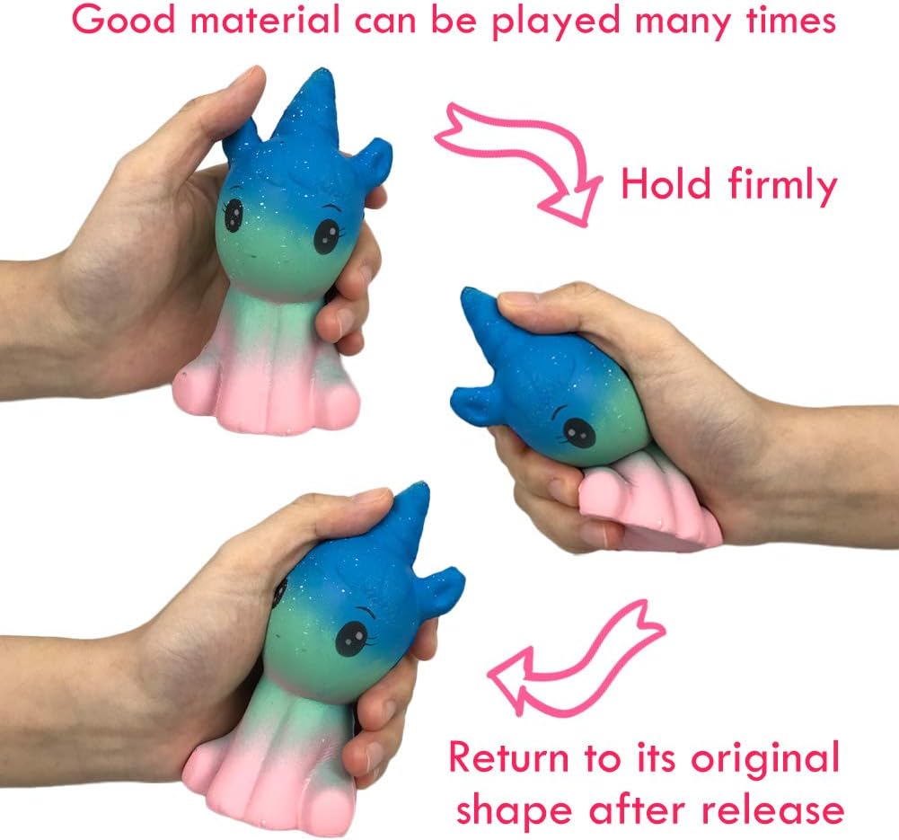 Jumbo Chick Unicorn Squishy Toys Easter Eggs Basket Stuffers for Girls Boys Kids - Kawaii Slow Rising Scented Stress Relief Easter Decorations Surprise Pre Filled Egg Pack of 3