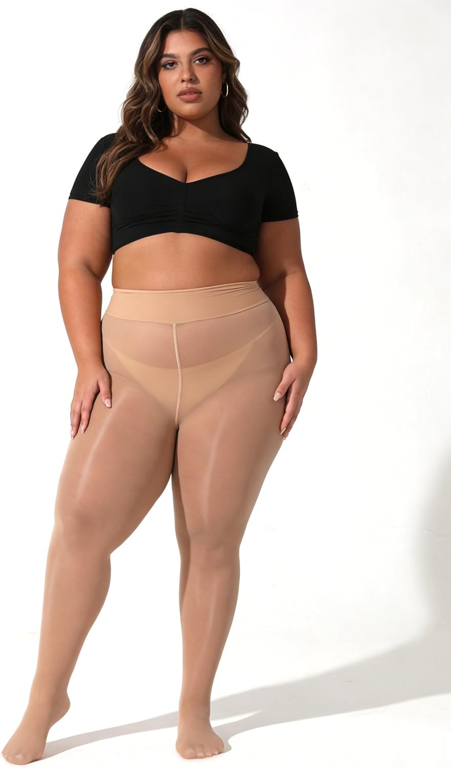 VEBZIN Tights for Women Black Sheer Tights High Waisted Stockings Pantyhose - Image 4