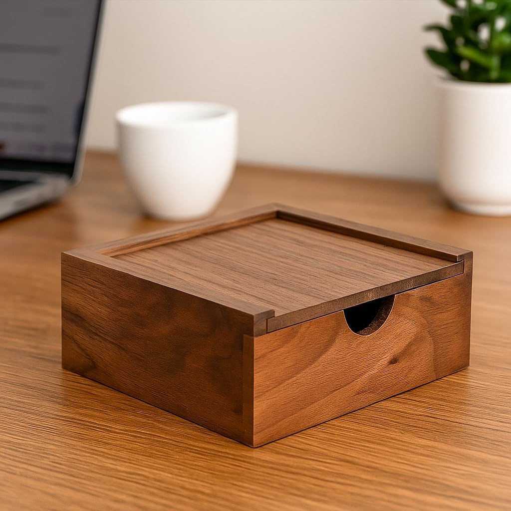 3.7" x 3.7" x 1.6" Inch Walnut Jewelry Box for Rings, Earrings, Keepsakes | Wedding Gift, Elegant Present | Handcrafted Wood Box
