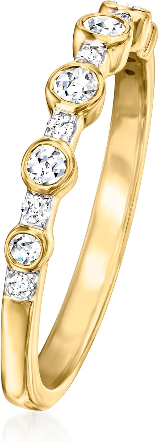 Ross-Simons 0.25 ct. t.w. Bezel-Set Lab-Grown Diamond Ring in 18kt Gold Over Sterling