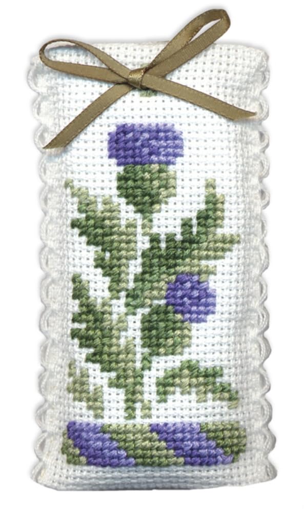 Textile Heritage Victorian Thistles Lavender Sachet Cross Stitch Kit