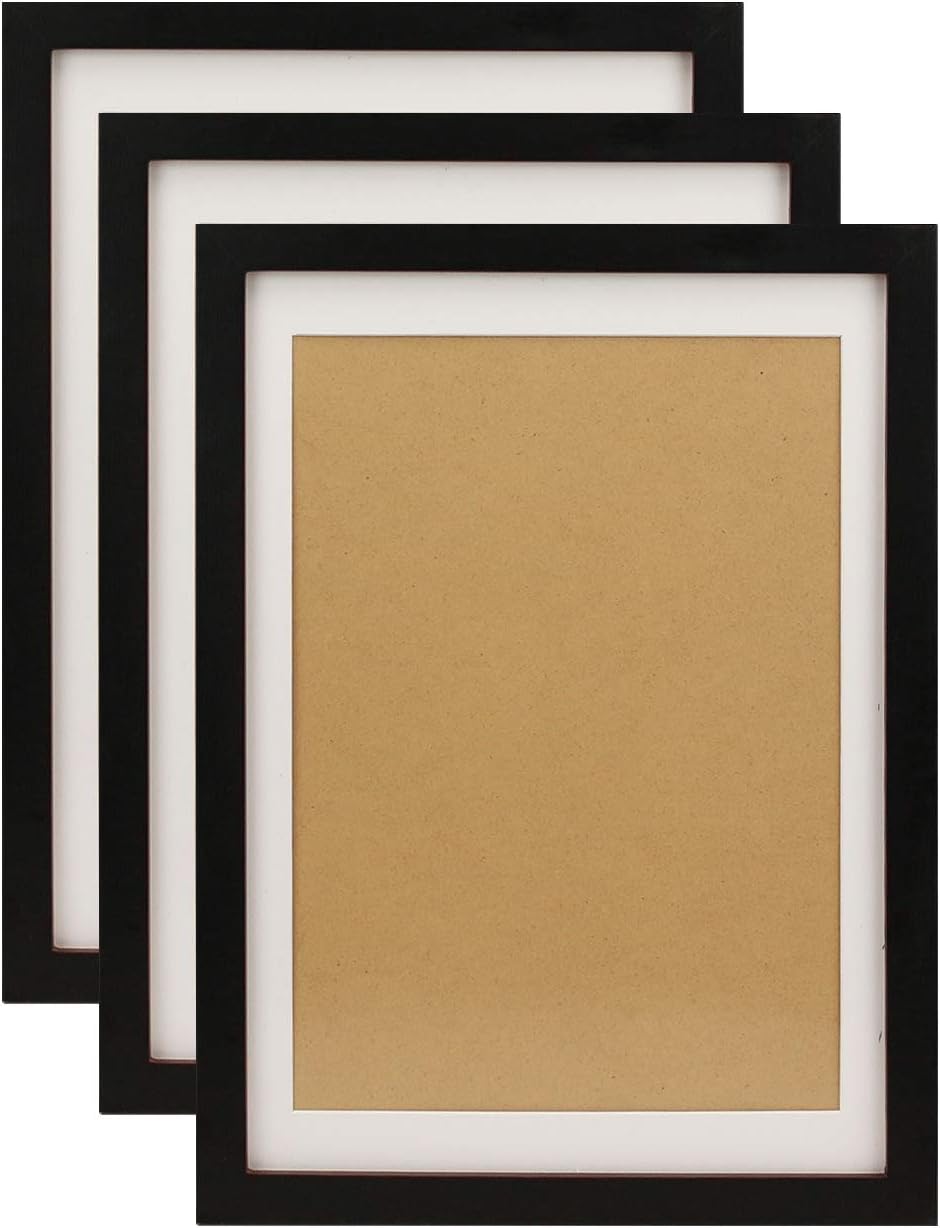 FUNTRESS 12x16 Pictures Frames Display 11.5x15.5 Collages for Wall Hanging Family Diamond Painting Frame Wooden Photo Frames with Mats (1, 12x16 Black)