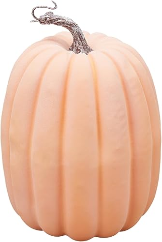 Vista 4 de Lizxun 7 calabazas artificiales de Halloween de espuma de imitación de calabaza naranja, calabazas de espuma de cosecha de otoño para otoño, Acción