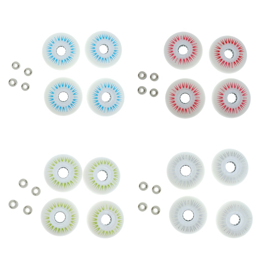Lot de 4 roues de patins à roulettes en ligne avec DEL, roues lumineuses durables et lumineuses pour glissement, 70 mm, bleu