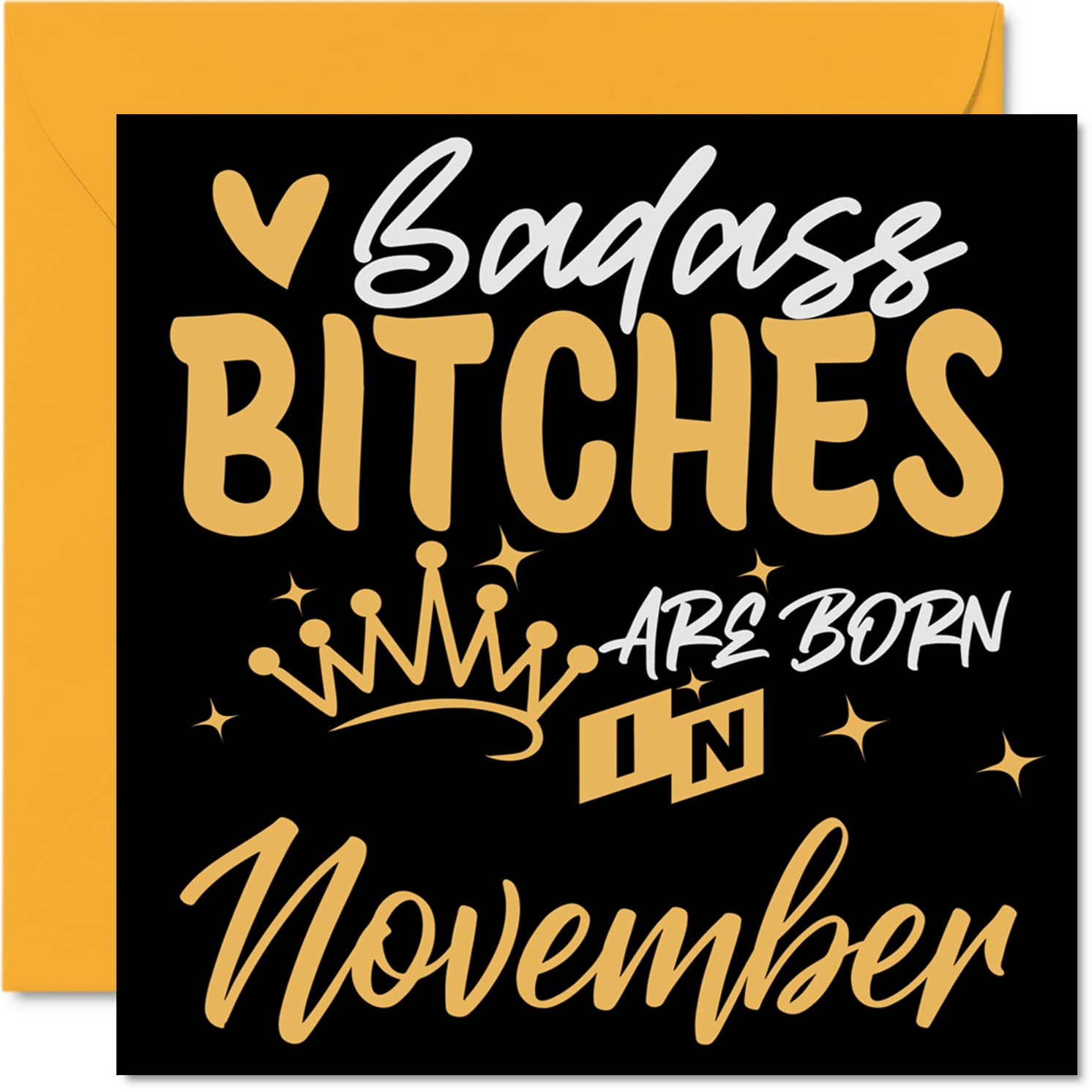 Funny Birthday Cards for Women Her - Badass Bitches Are Born In November - Happy Birthday Cards for Friend Girlfriend Wife Daughter Sister Auntie Mum Granny, 145mm Humour Greeting Gift