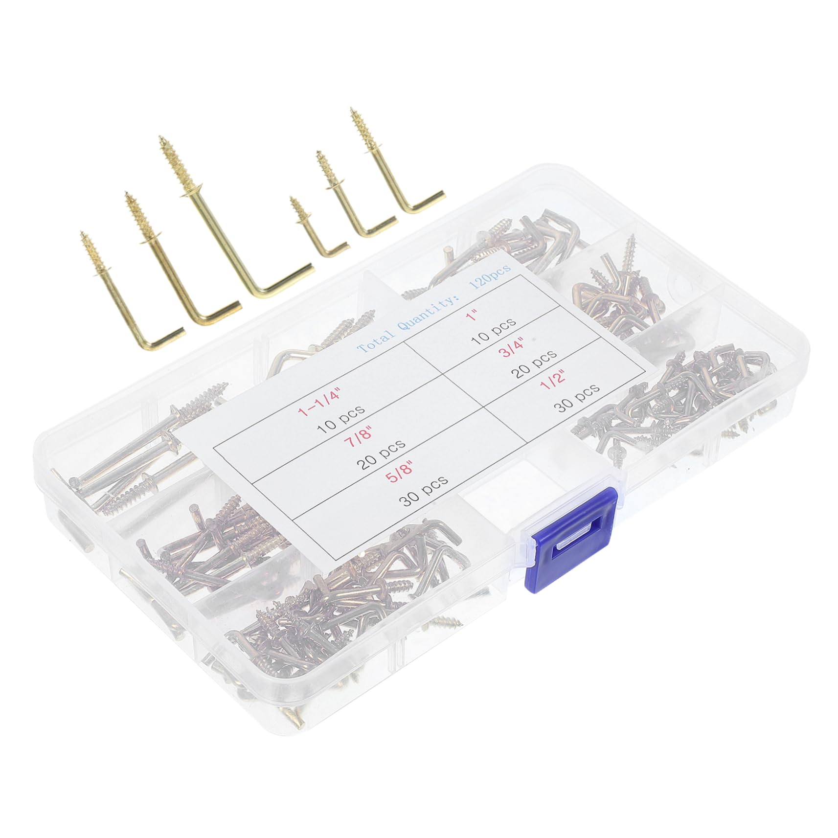 Didiseaon 5 Set Viti Autofilettanti S Ganci Serratura Inossidabile Piccoli Ganci Per Appendere Ganci Per Muro Ganci Da Soffitto Per Appendere Acciaio Al Carbonio Golden 120 Pezzi*5
