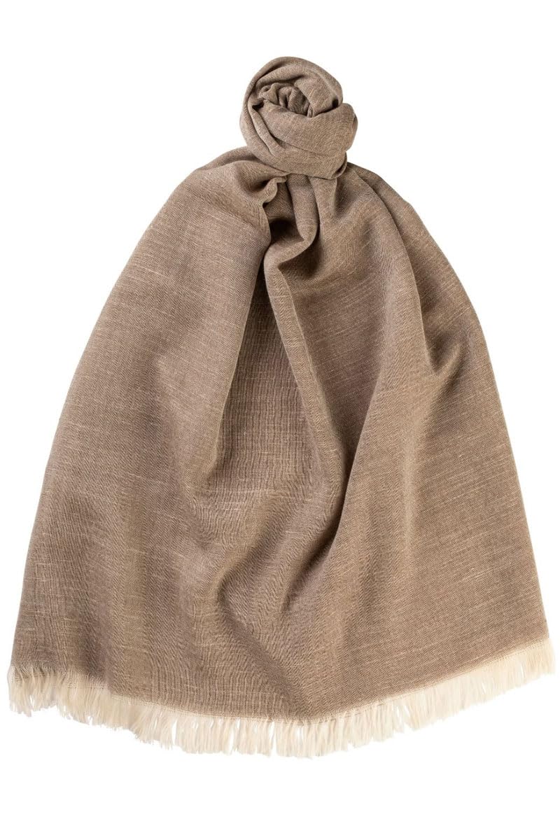 Glen Isla Cashmere/Silk/Wool/Linen Summer Lightweight Scarf/Stole/Shawl - Camel | Made In Scotland
