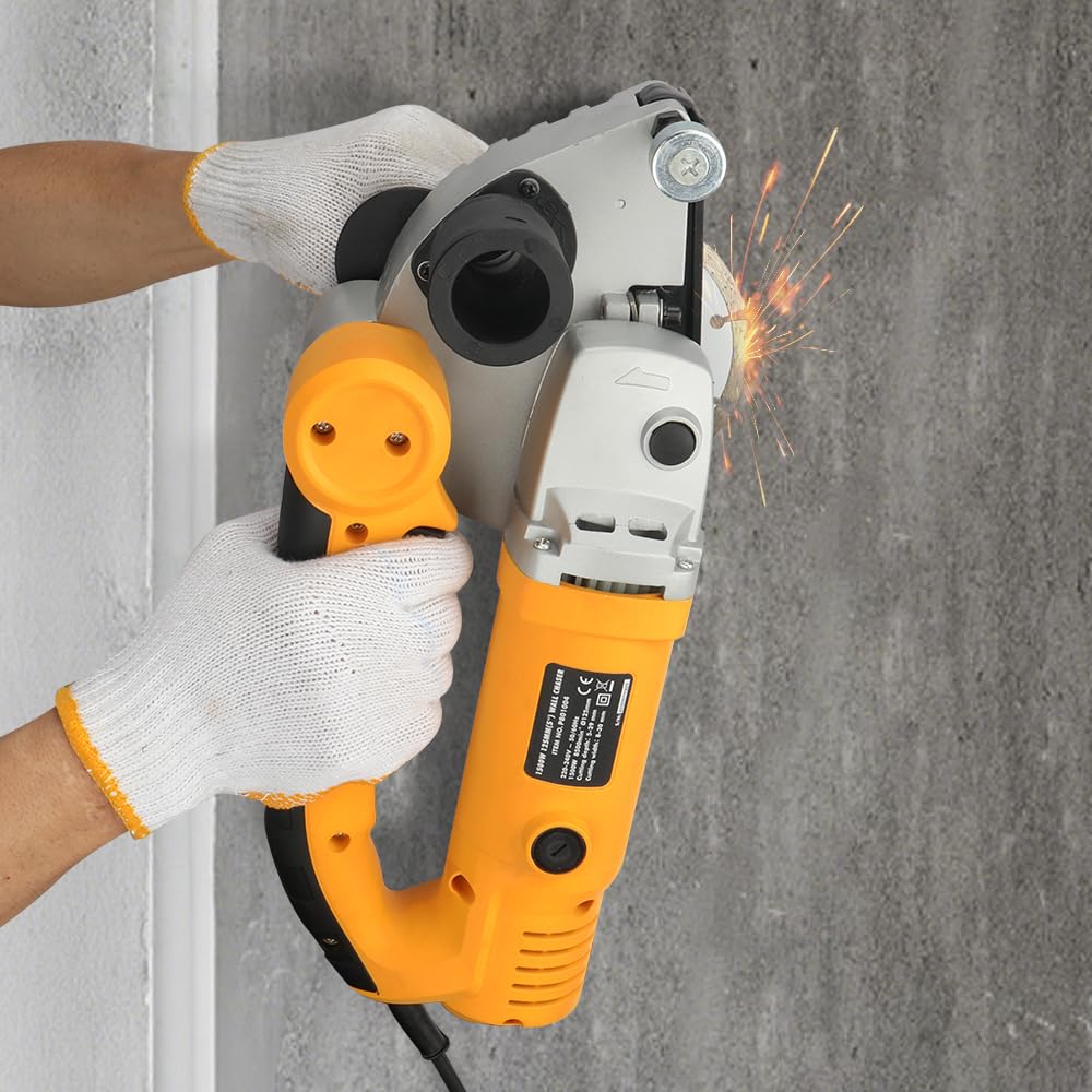 Hoteche 125mm 1500W Grabenfräse | Kupferdrahtmotor, Weichstart, 8500RPM, Mit 2 Diamant - Scheiben, in Farbschachtel