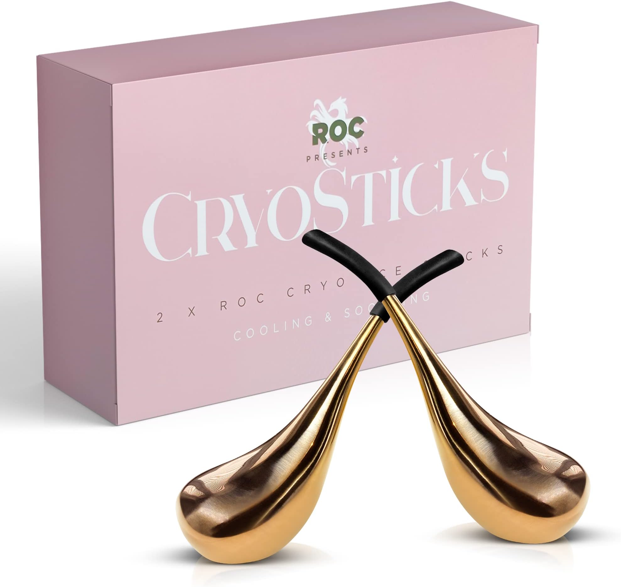Ice Globes for Face Two Rose Gold Cryo Sticks Face Roller UK Company Face Massage Tool Cryo Roller