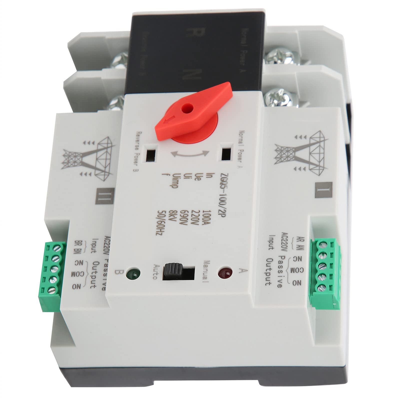 Interruptor de Transferencia Automática de Doble Potencia Controlador Ininterrumpido de 2 Vías ZGQ5-100/2P 220V Interruptores Selectores Eléctricos