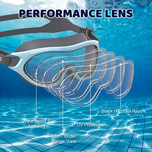 COPOZZ Kids Swim Goggles for 6-14, Wide View Swimming Goggles No Leak Anti Fog UV Protection Youth Swim Goggles - image 2