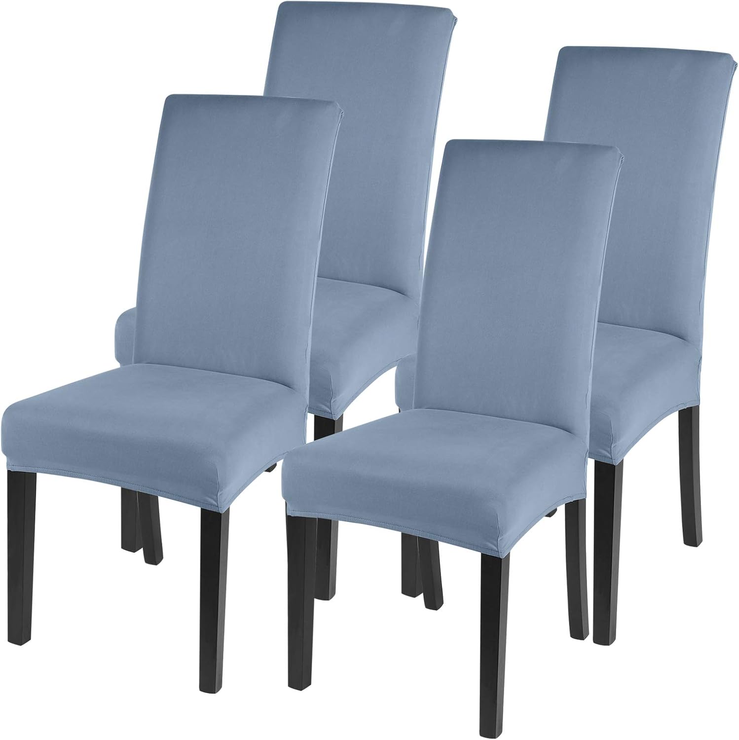 SearchI Dining Room Chair Covers Set of 4, Stretch Solid Color Parsons Chair Slipcovers Spandex Removable Washable Kitchen Chair Protector Cover for Dining Room, Hotel, Ceremony (Gray Blue) Gray Blue Set of 4