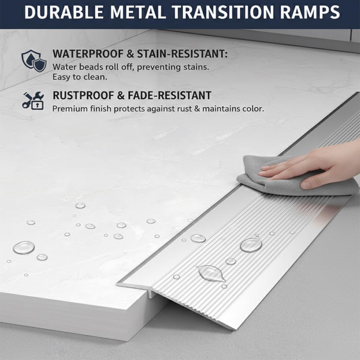 Set di 3 Strisce di Transizione in Alluminio, 90cm, Profilo di Transizione per Dislivello da 8-40mm, Listello per Soglie, Binario di Transizione, Strisce di Copertura(Grigio,70mm/2.8inch)