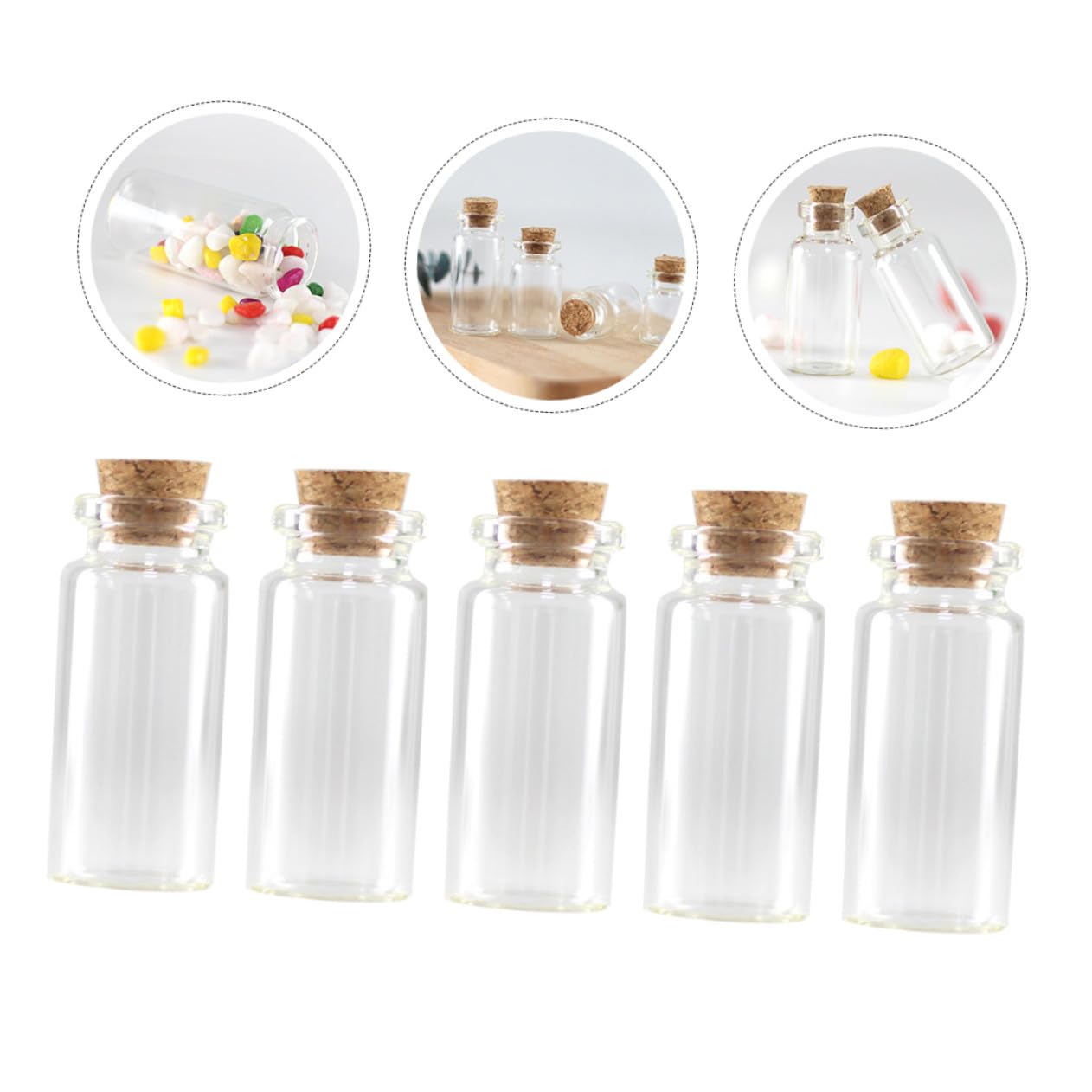 INOOMP 100 Stück Kleine Glasflaschen mit Korken Transparente Glasbehälter Vielseitige Aufbewahrung für Epoxidharz Kunst Miniaturen Sichere und Leichte DIY Fläschchen Höhe